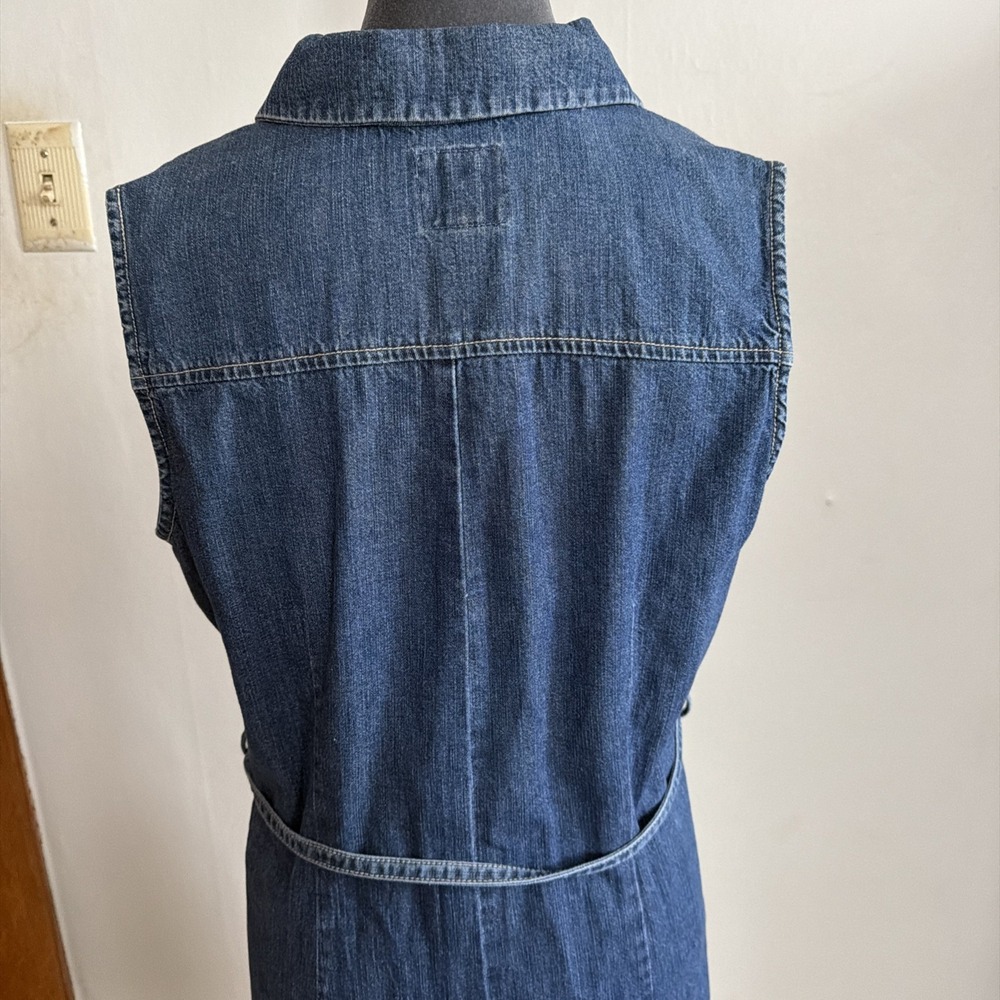Vintage 90's Denim Jean Sleeveless Button Up Dress. Jumper Route 66. Y2K Large - Picture 6 of 8